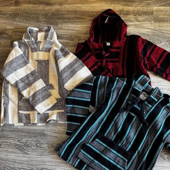 3 Mexican Baja Hoodie Pullovers - Picture 1 of 3